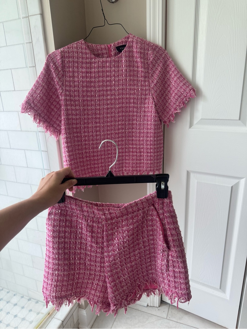 Vici Pink Tweed Two-Piece Set